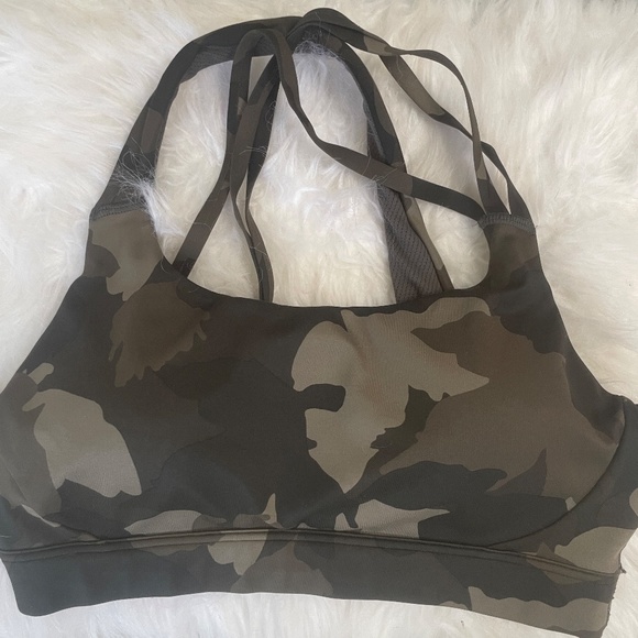 Athleta Green Camo Run Free Sports Bra, Size Small - Picture 4 of 7